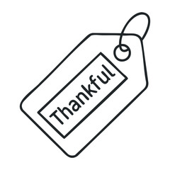 Thankful tag with handwritten script on simple label illustration. Vector illustration