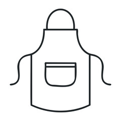 Simple black and white apron outline with pocket and ties. Vector illustration