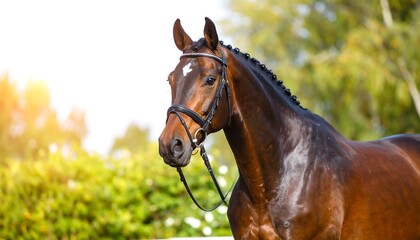 Elegant horse portrait in natural setting