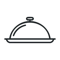 Cloche serving platter icon with lid for restaurant and catering services. Vector illustration