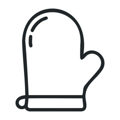 Outline of kitchen oven mitt for heat protection and cooking safety. Vector illustration