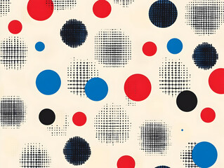 Abstract Background with Red, Blue, Black Circles
