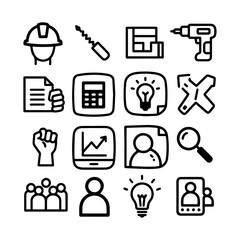 Customer Relationship Management (CRM) Editable Line Icons Set – Marketing, Data, Report, Strategy, Audience, Manager and More – Vector Illustration
