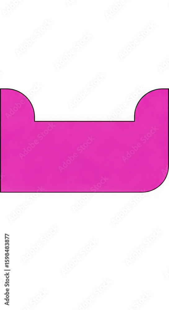 Poster bright pink rectangular shape with rounded corners and indentations isolated on transparent backgrou