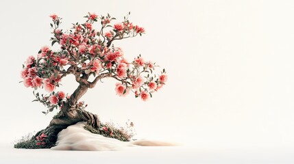 beautiful and majestic flowers bonsai on white background 
