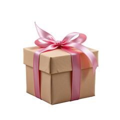 Obraz premium Elegant gift box with pink ribbon on a Transparent background