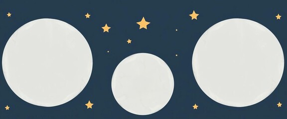 Naklejka premium Minimalist moon & star vector backgrounds Circle & square templates for social media, featuring organic shapes, textures, and trendy hand-drawn style, clipart, night