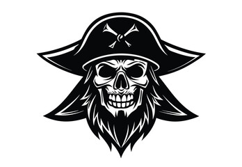 Fototapeta premium dead pirate head mascot silhouette vector illustration clipart skull crossbones design