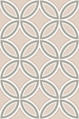 Interlocking petal pattern beige grey white geometric seamless