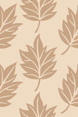 Seamless pattern with beige maple leaves leaf nature