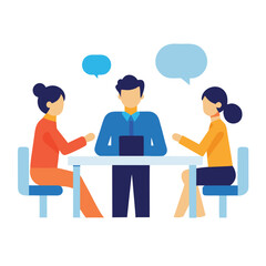 Office conflict resolution scene with a mediator talking isolated on white background