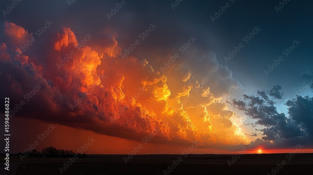 Poster brilliant clouds illuminated by the setting sun create a stunning display of colors in the sky, cont