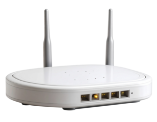  White Smart Home Wi-Fi Router with Rounded Design, isolated on a transparent background.