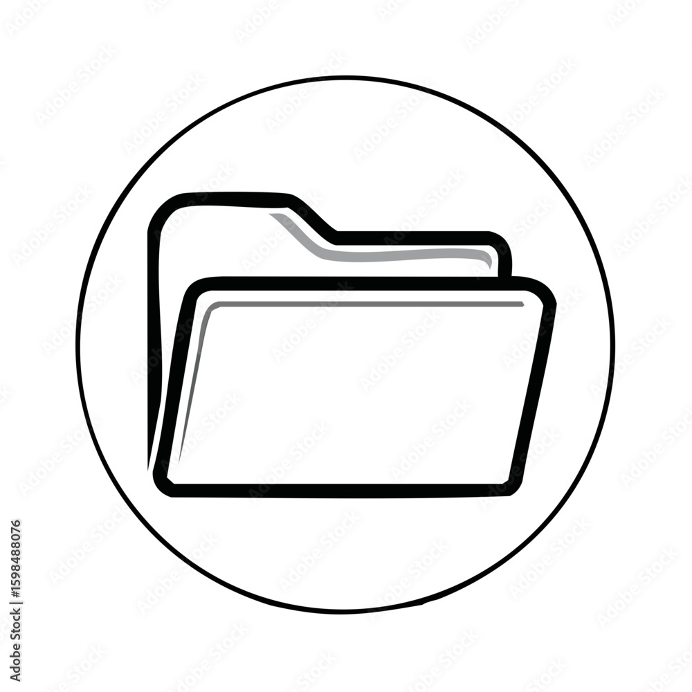 Poster folder icon encircled for organizing information, office data, files and computer database