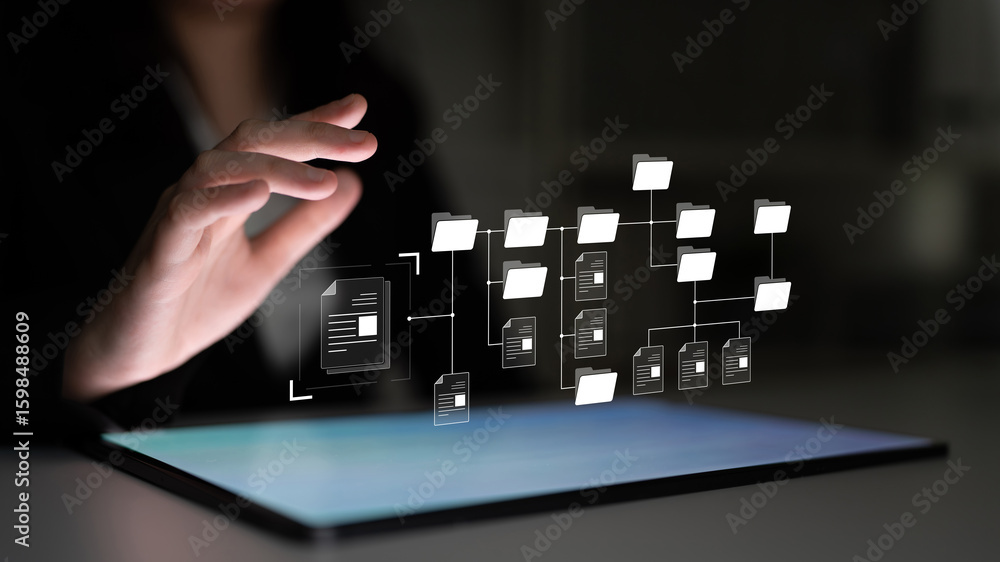 Poster digital file structure showing folder organization, file hierarchy, and document arrangement. file s