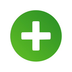 Obraz premium Bright Green Circle Symbol with a Bold White Plus Sign for Addition or Healthcare