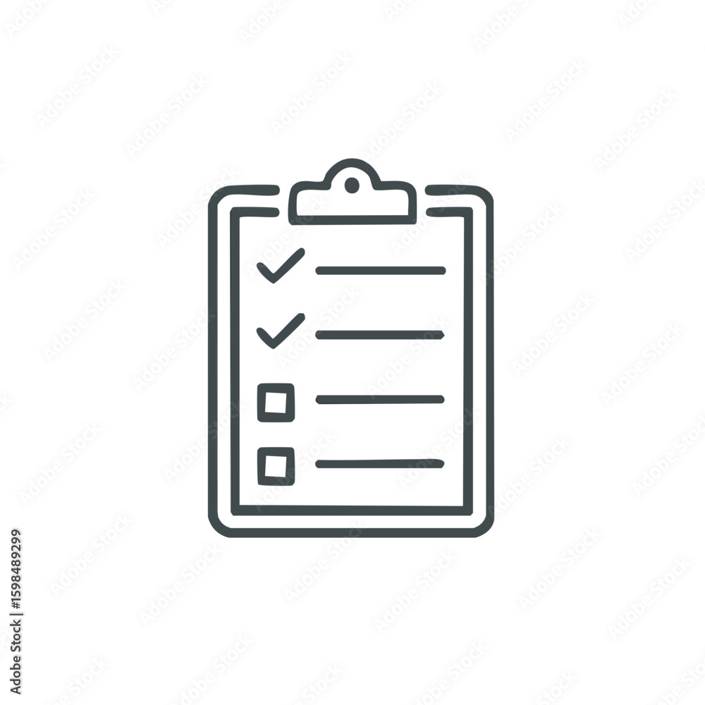 Poster Checklist on Clipboard with Checkmarks and Empty Boxes Depicting Tasks and Choices Icon