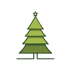 Obraz premium Stylized Christmas Tree with Star Icon Simple Christmas Decoration
