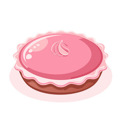 Strawberry Pie with Cream Topping Illustration of Delicious Homemade Dessert