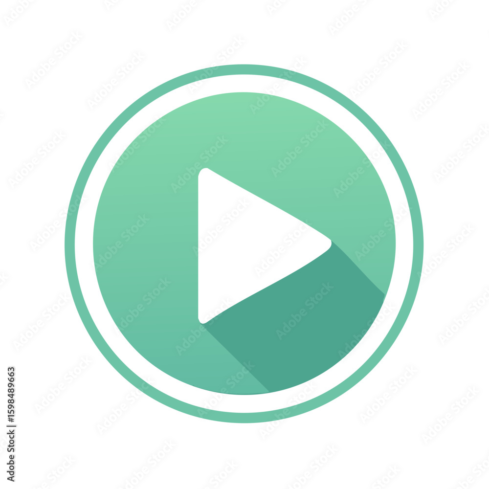 Aufkleber turquoise play button icon graphic with long shadow start begin on sign circular symbol multimedia a