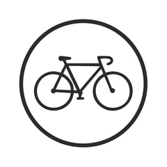 Obraz premium Stylized bicycle icon symbol in circle shape for recreation and transportation concepts