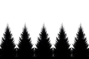 Black Silhouette Pine Trees Illustration