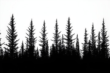 Silhouette Pine Tree Forest Illustration