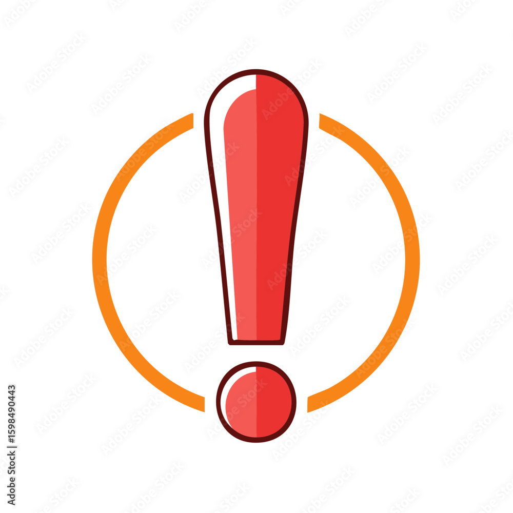 Poster attention exclamation mark icon symbol design with circle in vector format, warning concept graphic
