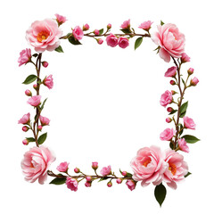 Fototapeta premium Floral Frame with Elegant Pink Roses and Buds for Decoration