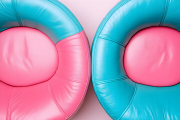 Pink and Teal Leather Chairs Illustration