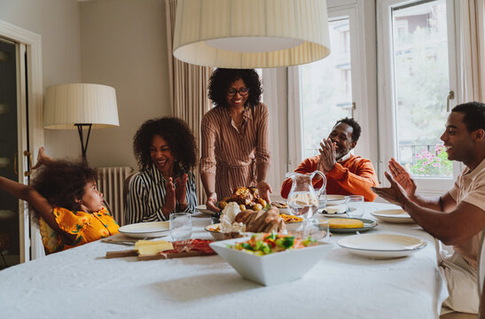 Family reunited for lunch on the holidays.