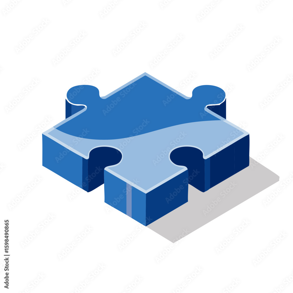 Aufkleber blue isometric jigsaw piece with a simple design symbolizing connection and puzzle solving