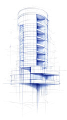 Blueprint Sketch of Modern Building Design