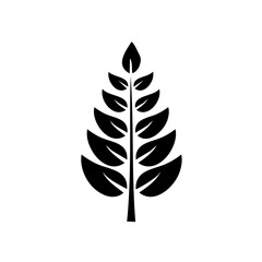 Fototapeta premium Stylized Leafy Branch Design with Opposite Leaves in Black and White