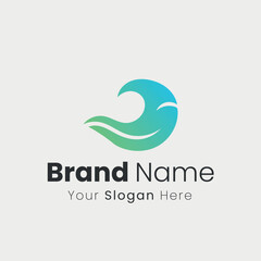 Abstract Blue Green Wave Logo Design for Branding and Business Identity