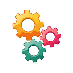 Interlocking Cogwheels Depicting Connectivity and Working Gears in Various Colors