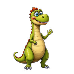 Fototapeta premium Colorful Cartoon Dinosaur Character with Friendly Expression and Smile