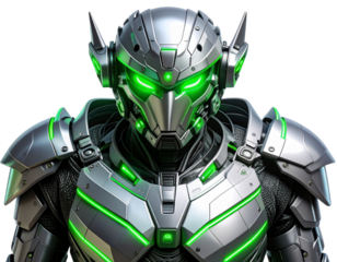  Genji Futuristic Armor Close-Up, isolated on a transparent background.