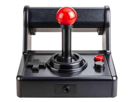  Retro Joystick Icon with Red Button, isolated on a transparent background. - Powered by Adobe