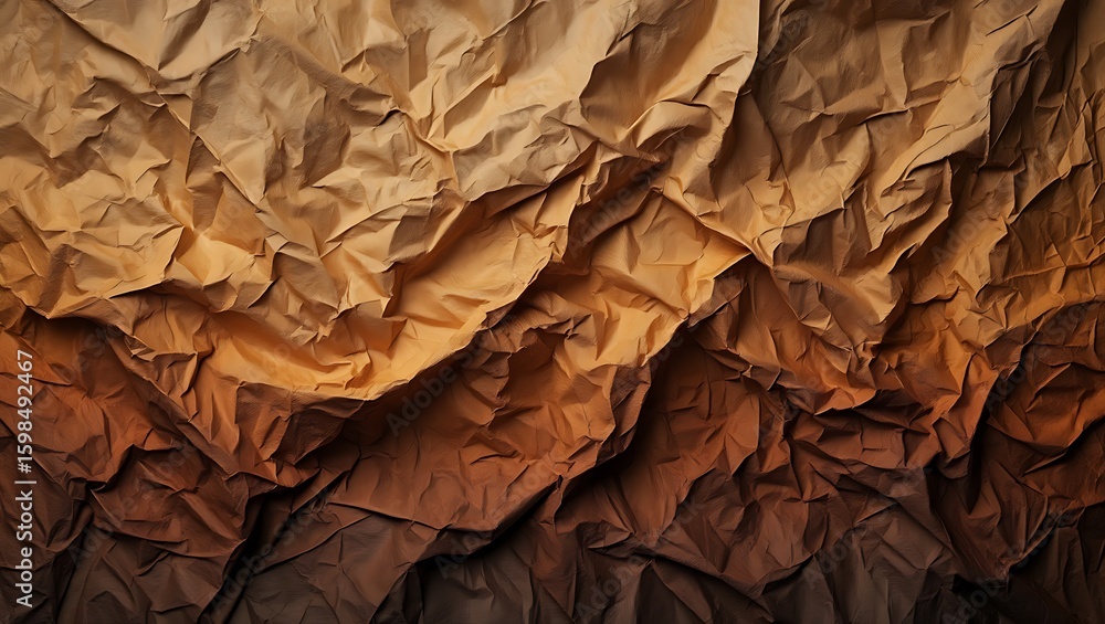 Poster abstract crumpled paper texture with dynamic gradient, a visually striking crumpled surface with a w
