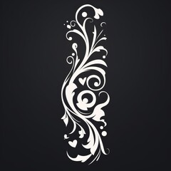 Fototapeta premium Abstract White Floral Swirls with Heart Accents