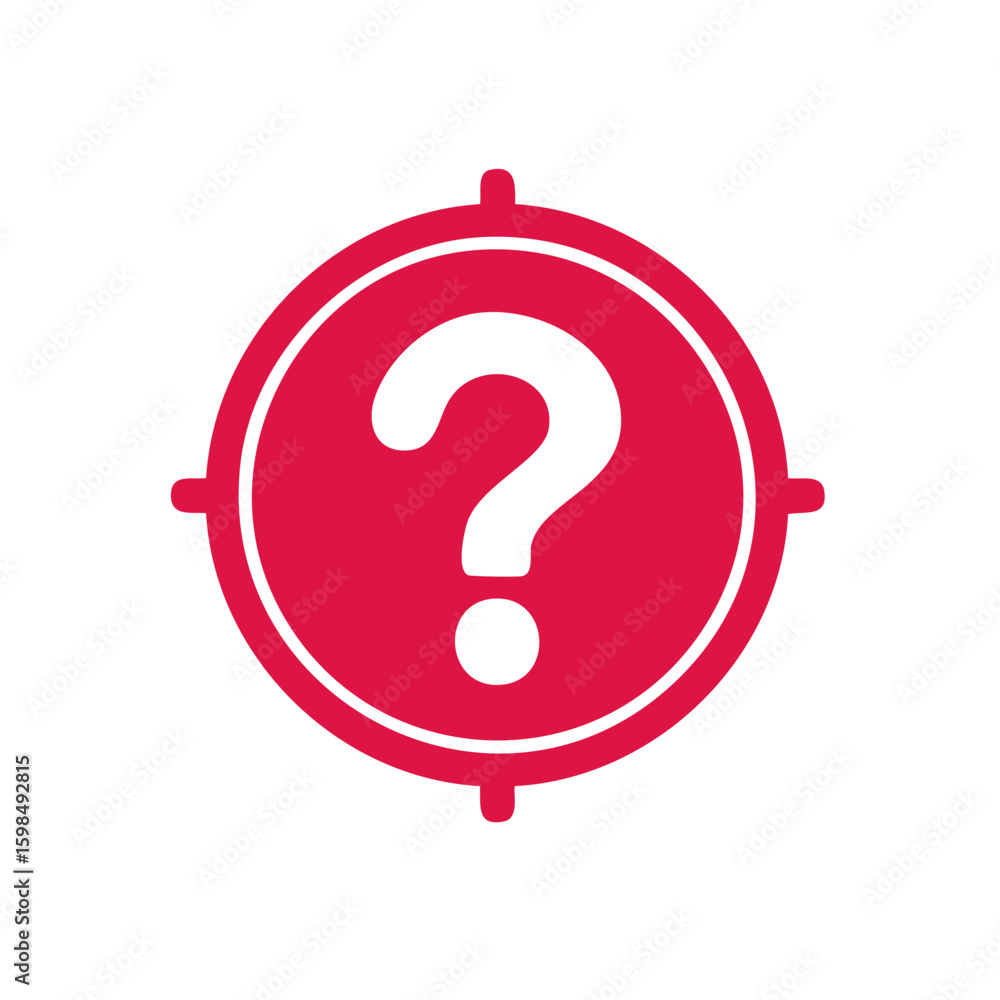 Poster red target with question mark mystery confusion problem solving doubt