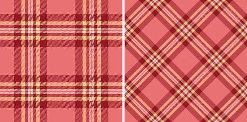Two seamless plaid patterns in warm coral tones, offering classic textile designs. Perfect for backgrounds, textiles, crafts, or digital designs seeking a cozy aesthetic.