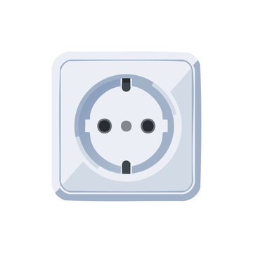 White electrical outlet power socket europlug type F connection electricity