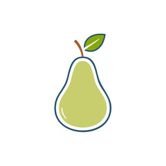 Isolated Graphic Pear with Leaf Vector Illustration Fresh Fruit Design Element Healthy Eating