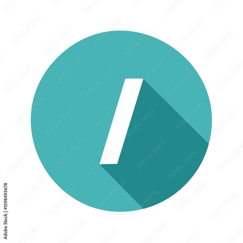 Poster white slash mark on teal circular background with shadowing flat design