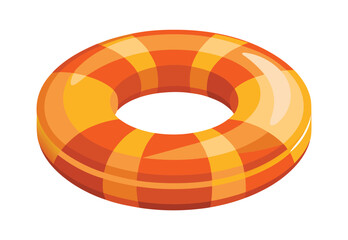 Obraz premium Orange inflatable swim ring vector illustration summer water toy clipart pool