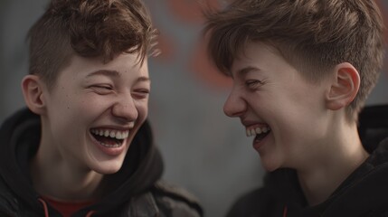 queer teenagers laughing - AI Generated