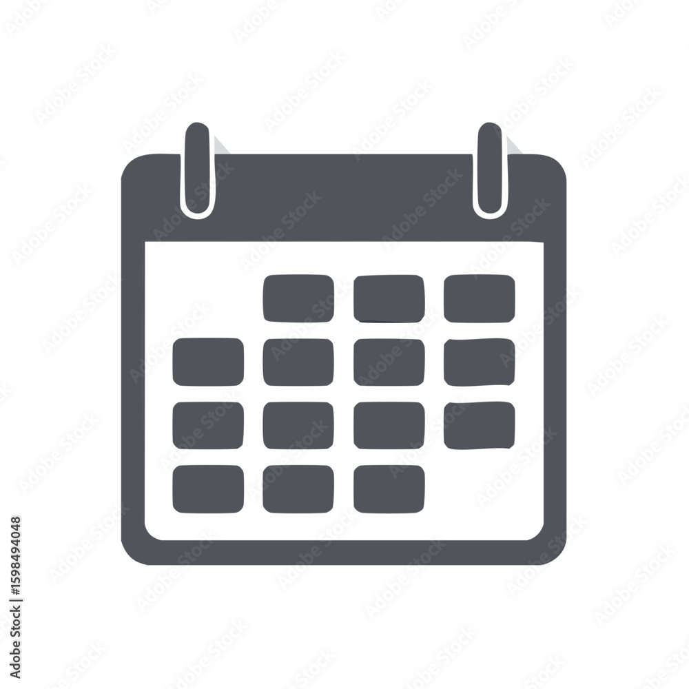 Poster gray calendar icon with grid displaying days of the week for scheduling and reminders