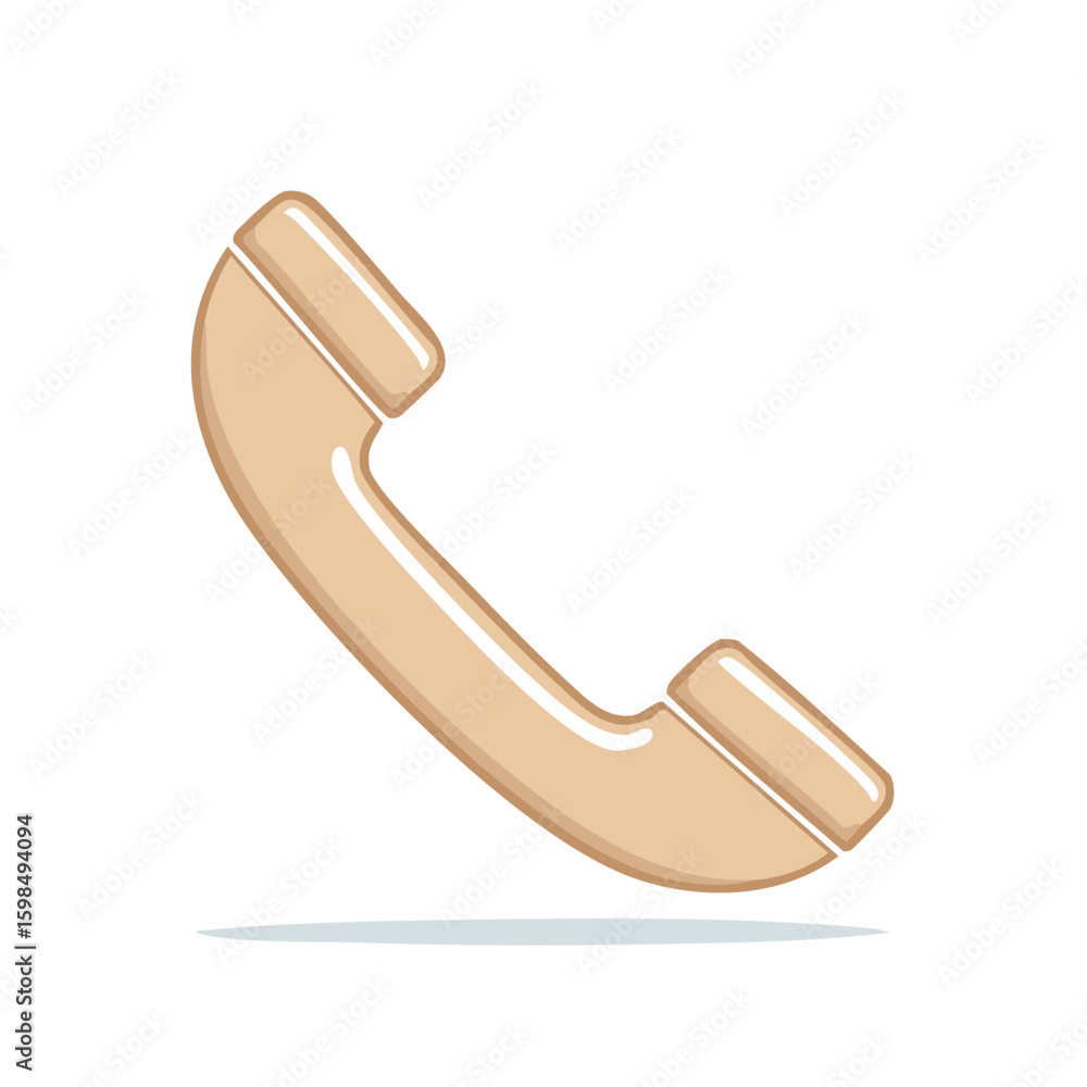 Poster illustrated handset phone receiver communication device beige color with subtle gradient and shading